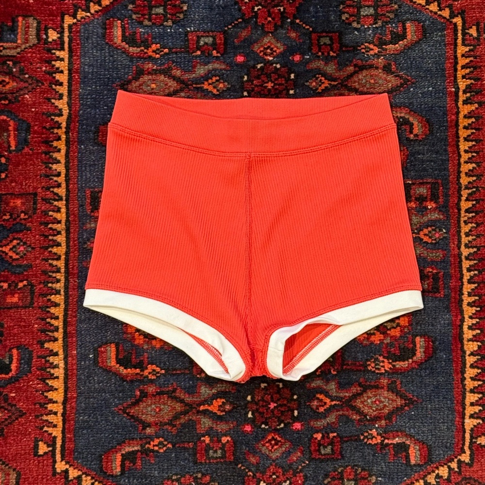 Aerie Athletic Shorts Red and White with Sporty Trim